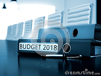 Budget 2018 on Office Folder. Blurred Image. 3d. Stock Photo