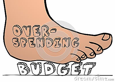 Budget Overspending Foot Stomping Crushing Word Stock Photo