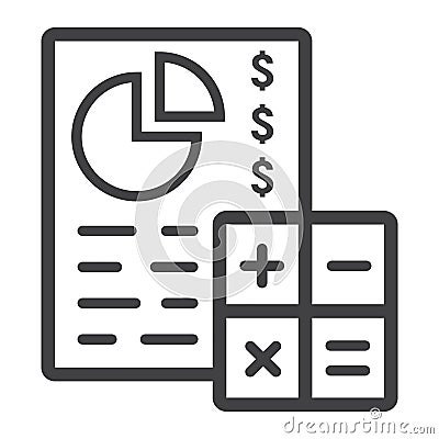 Budget planing line icon, business and finance Vector Illustration