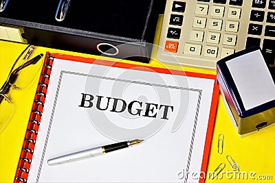 Budget - a set of all accounting estimates and programs that determine needs and indicate the sources and amounts of expected Stock Photo