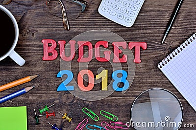 Budget 2018 on table Stock Photo