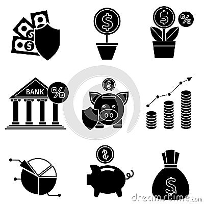 Budgets icon vector set. saving illustration sign collection. money symbol. Vector Illustration