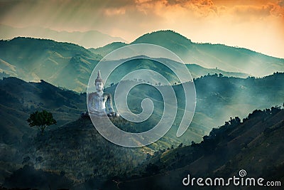 Budha image in valley of the dark Stock Photo