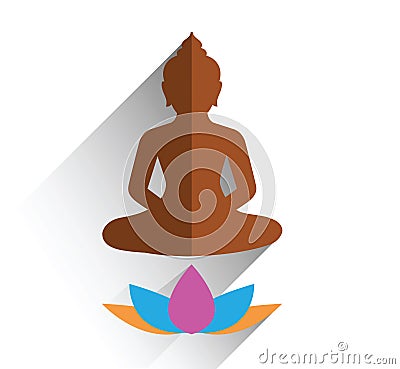 Budha sitting on lotus flat design Stock Photo