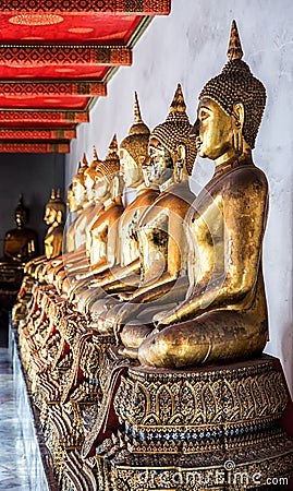 Budha Statues at Wat Pho Stock Photo