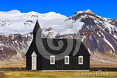 Budir black church at the Snaefellsnes, Iceland Stock Photo