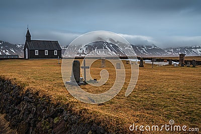 A cloudy winter day at Budir Black Church Editorial Stock Photo