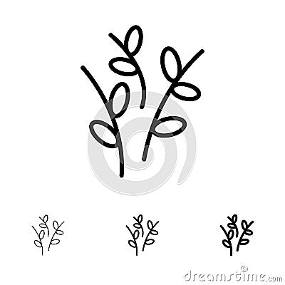 Buds, Catkin, Easter, Nature Bold and thin black line icon set Vector Illustration