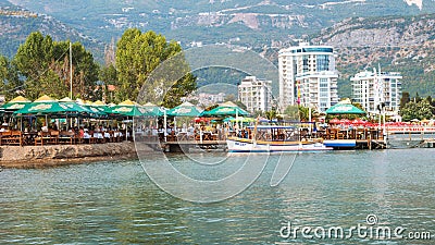 Fragment of the embankment of the Gulf of the Adriatic Sea. Editorial Stock Photo