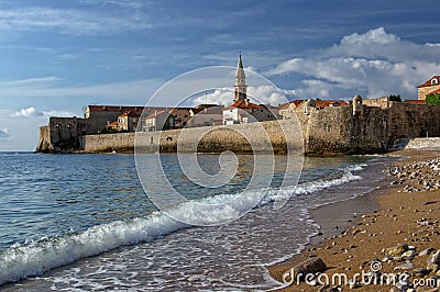 Budva town, Adriatic sea, Montenegro - fortress Budva Stock Photo