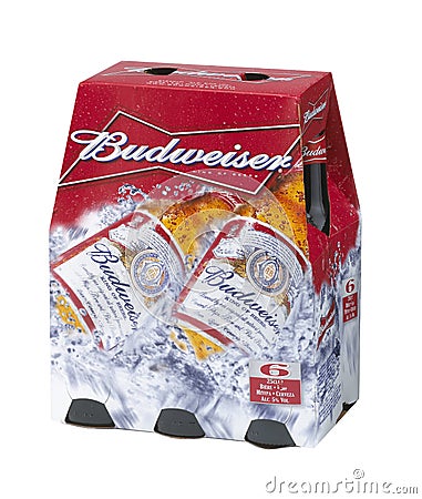 BUDWEISER BEER BOTTLE SIX PACK Editorial Stock Photo