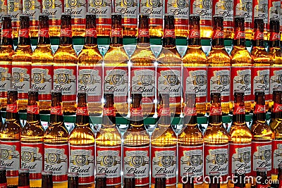Budweiser bottles Editorial Stock Photo