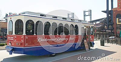 The Budweiser Brewery Tour Bus, Downtown St. Louis Editorial Stock Photo