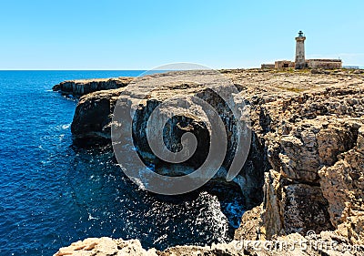 Capo Murro di Porco lighthouse, Syracuse, Sicily, Italy Stock Photo