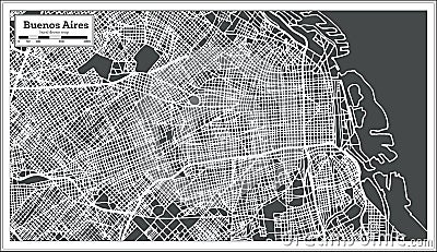 Buenos Aires Argentina City Map in Retro Style. Outline Map. Stock Photo