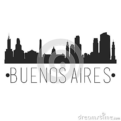 Buenos Aires Argentina City Skyline Silhouette City Design Vector Famous Monuments. Vector Illustration