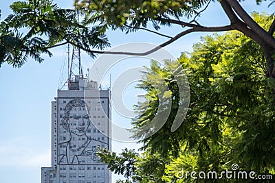 BUENOS AIRES, ARGENTINA - Mar 24, 2019: Eva Peron (Evita) image on building Editorial Stock Photo