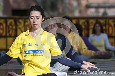 BUENOS AIRES, ARGENTINA - May 12, 2013: Falun Dafa Editorial Stock Photo