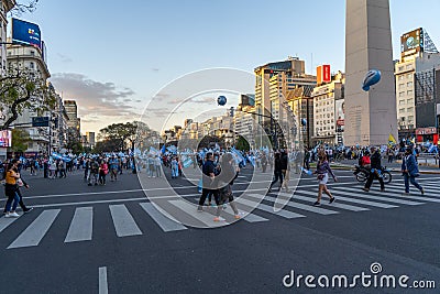 People protesting against the quarantine and the government's politics in Argentina Editorial Stock Photo