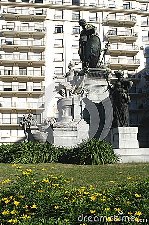 buenos aires.argentina.plaza and marble monument of president carlos pelegrini Editorial Stock Photo