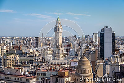 Buenos Aires City Legislature Tower and downtown aerial view - Buenos Aires, Argentina Stock Photo