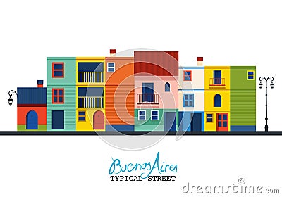 Buenos Aires. Typical houses of `La Boca` neighborhood. Stock Photo