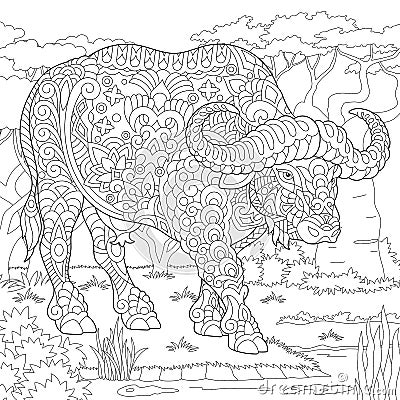 Zentangle buffalo bull bison Vector Illustration