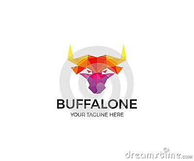 Buffalo Colorful Polygon Logo Template. Modern Head Bull Vector Design Vector Illustration