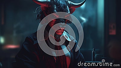 buffalo exorcist, digital art illustration, Generative AI Cartoon Illustration