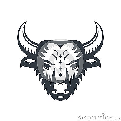 Buffalo head logo element over white Vector Illustration