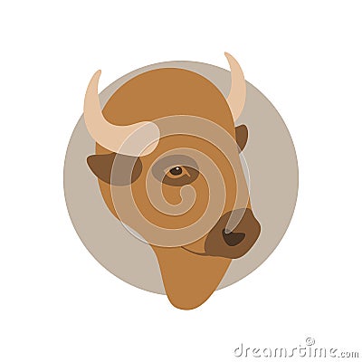 Buffalo head vector illustration Flat style Vector Illustration