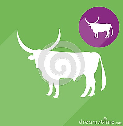 Buffalo, icon, long shadow Vector Illustration