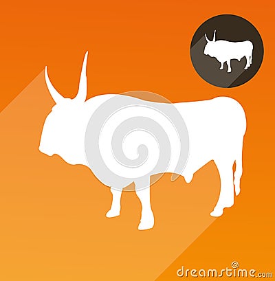 Buffalo, icon, long shadow Vector Illustration