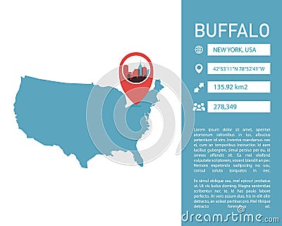 Buffalo map vector infographics template Vector Illustration