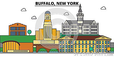 Buffalo,New York. City skyline architecture Vector Illustration