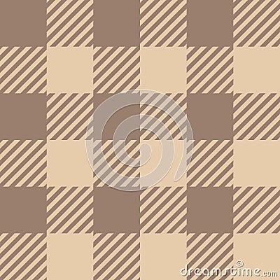 Buffalo Plaid seamless patten. Vector checkered Christmas brown plaid textured background. Traditional woven fabric Vector Illustration