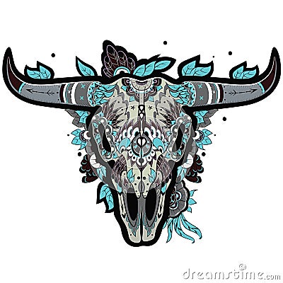 Buffalo Skull cool Vector Illustration