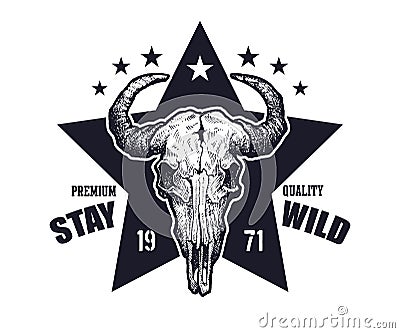 Buffalo skull vector sketch. Vector Illustration