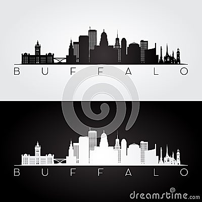Buffalo USA skyline and landmarks silhouette Vector Illustration