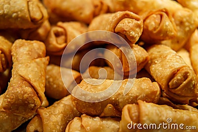 Buffet Chinese Egg Rolls Stock Photo