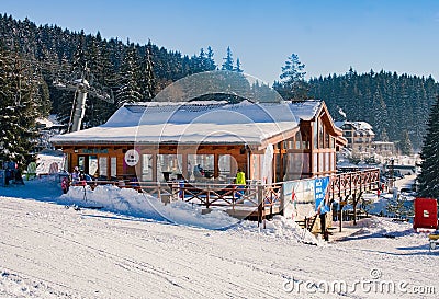 Buffet on Kubinska Hola ski restort during winter Editorial Stock Photo