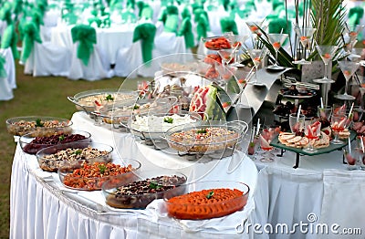 Buffet table with seafood Stock Photo