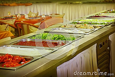 Buffet trays Stock Photo