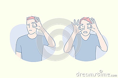 Buffoonery, grimacing, making faces concept Vector Illustration