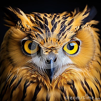 Buffy Fish Owl close up of yellow Made With Generative AI illustration Cartoon Illustration