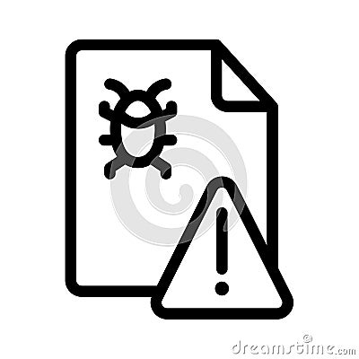 Bug detector report alert warning single isolated icon with outline style Cartoon Illustration