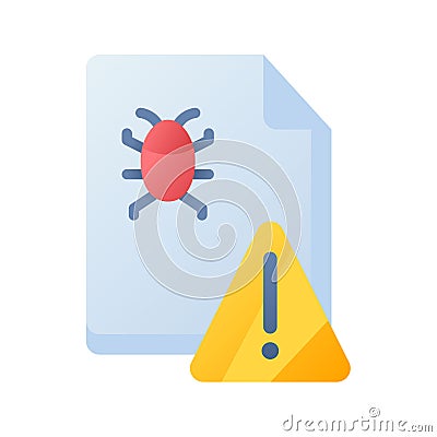 Bug detector report alert warning single isolated icon with smooth style Cartoon Illustration