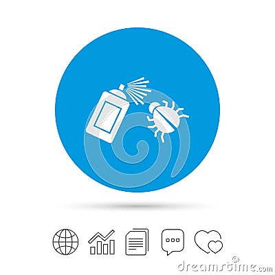 Bug disinfection sign icon. Fumigation symbol. Vector Illustration