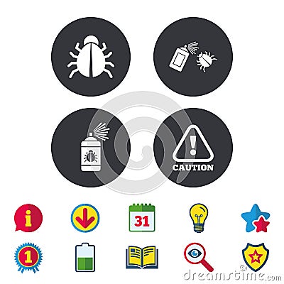 Bug disinfection signs. Caution attention icon. Vector Illustration