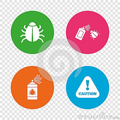 Bug disinfection signs. Caution attention icon. Vector Illustration